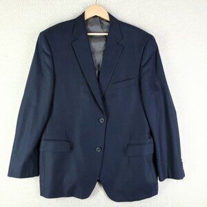 Barneys Blazer Mens 46R Blue Herringbone Loro Piana Super 120S Two Button Vented